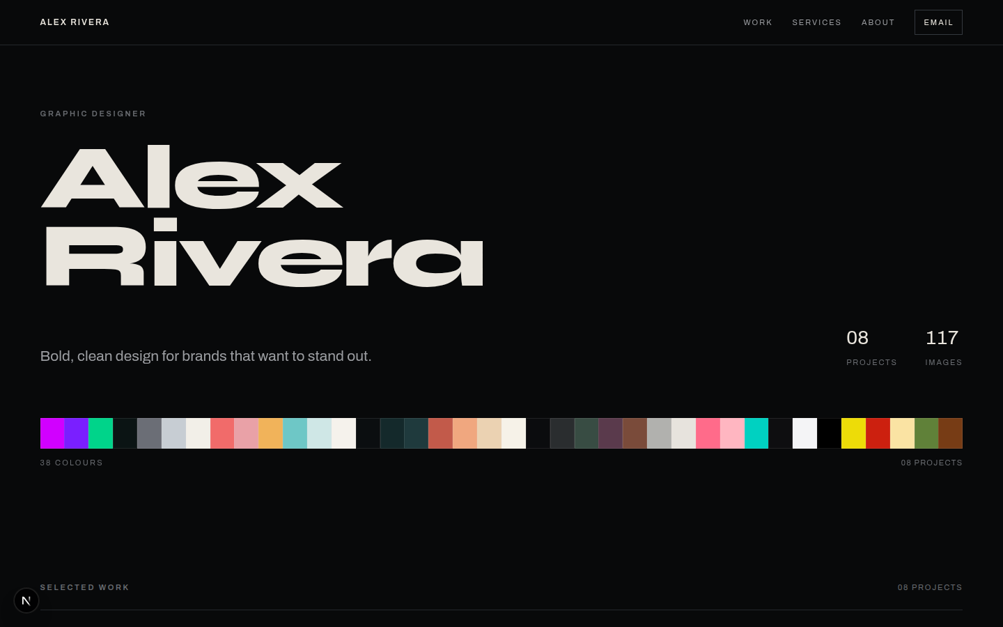 Screenshot of the Designer Portfolio website template — portfolio & personal brand