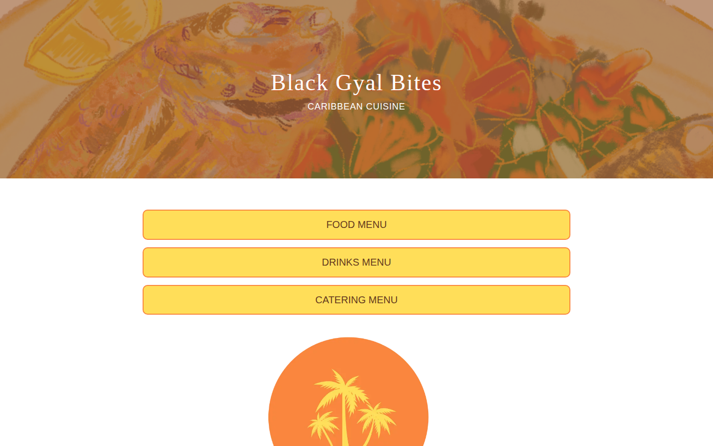 Screenshot of the Black Gyal Bites website template — restaurant & café